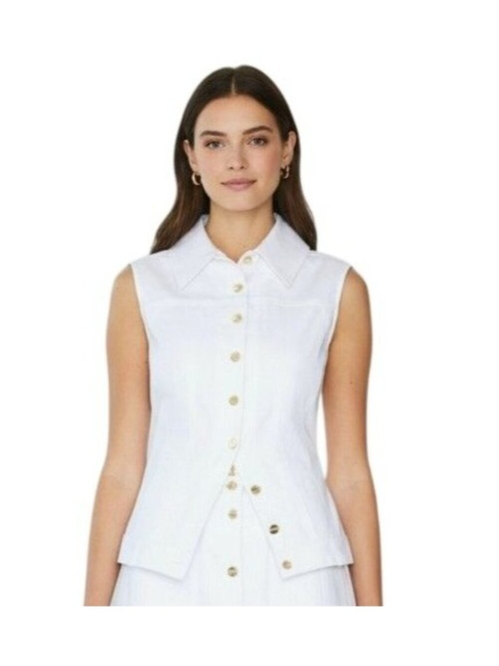 Matthew Bruch White Collared Button Down Vest NWT - Size 2